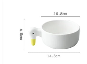 Creative Duckling Ceramic Bowl and Coffee Cup Set Mimarta