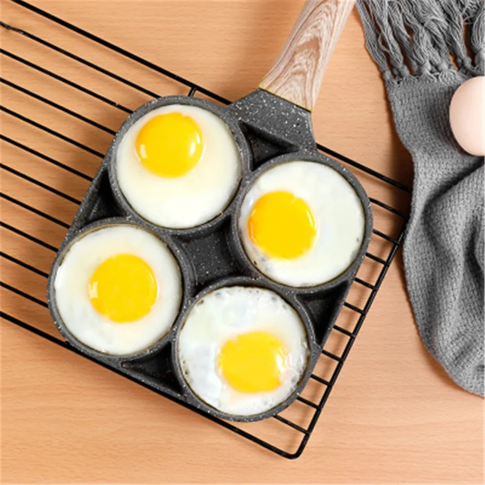 Four-Hole Non-Stick Omelet Pan: Versatile Breakfast Cookware Rieworkes
