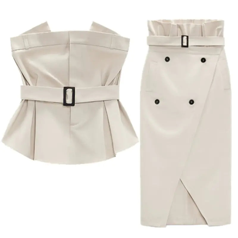 2023 Summer Y2K Chic Ruffled Top and Skirt Set Mimarta