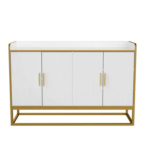 Modern Kitchen Buffet Storage Cabinet Cabinet White Gloss With Metal Legs For Living Room Kitchen Rieworkes