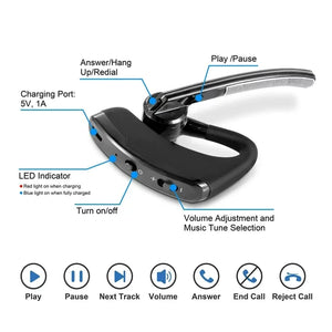 Bluetooth Earpiece Wireless Headset Noise Cancelling Headphones Driver Trucker Rieworkes