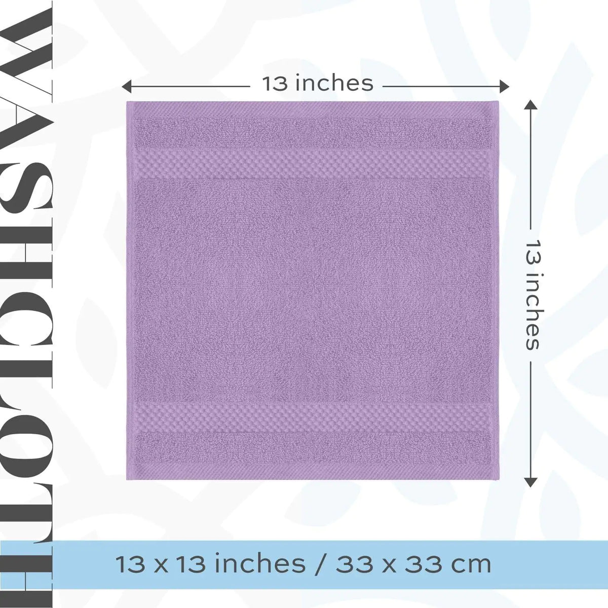 Luxury Washcloths for Bathroom Hotel Spa Bulk Set of 12 Lavender 13x13 Inch Rieworkes