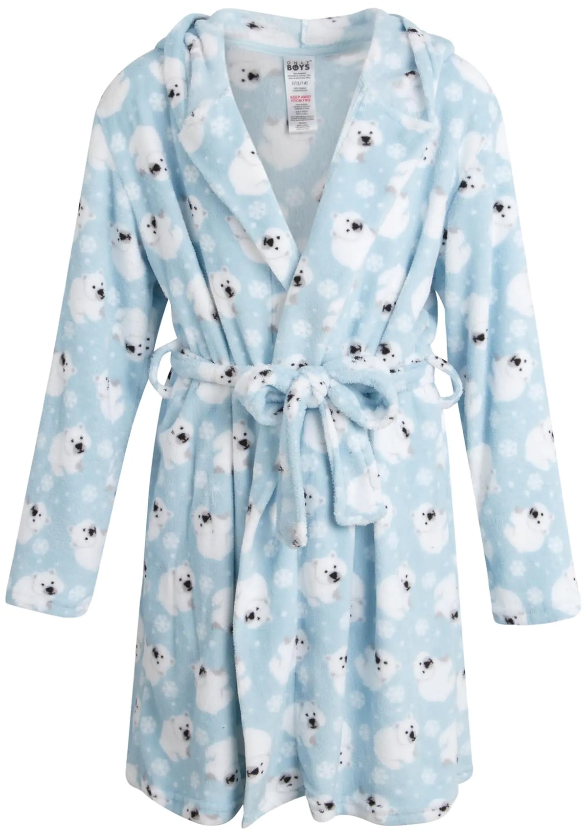 Rene Rofe Boys Robe - Soft Fleece Long Sleeve Hooded Robe for Boys - Printed Boys Lightweight Bath Robe (6-14) Size 6-7 Blue Polar Bear Mimarta