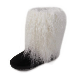 QMFUR Women Fur Boots Furry Winter Boots Ladies Snow Boots (White numeric_9) Mimarta