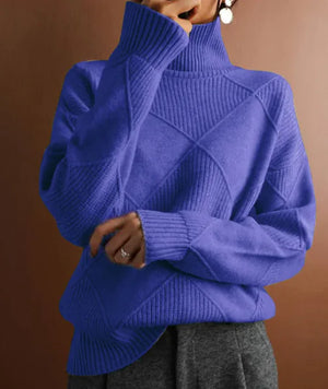 Loose High Collar Warm Sweater Solid Color Knitted Women Rieworkes