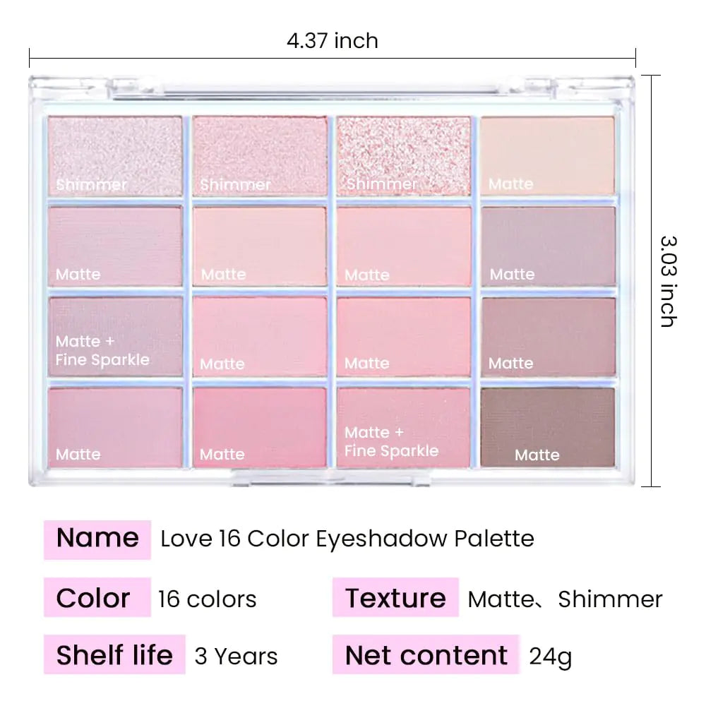 16Colors Pink Nude Taupe Basics Matte Eyeshadow Palette,Muted Pink Eye Shadow Makeup Travel Makeup Palette all in one Long Lasting Waterproof Ultra-Blendable,Great for Travel Gift Kit 02#Pink Nude Taupe Rieworkes