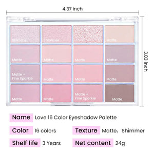 16Colors Pink Nude Taupe Basics Matte Eyeshadow Palette,Muted Pink Eye Shadow Makeup Travel Makeup Palette all in one Long Lasting Waterproof Ultra-Blendable,Great for Travel Gift Kit 02#Pink Nude Taupe Rieworkes
