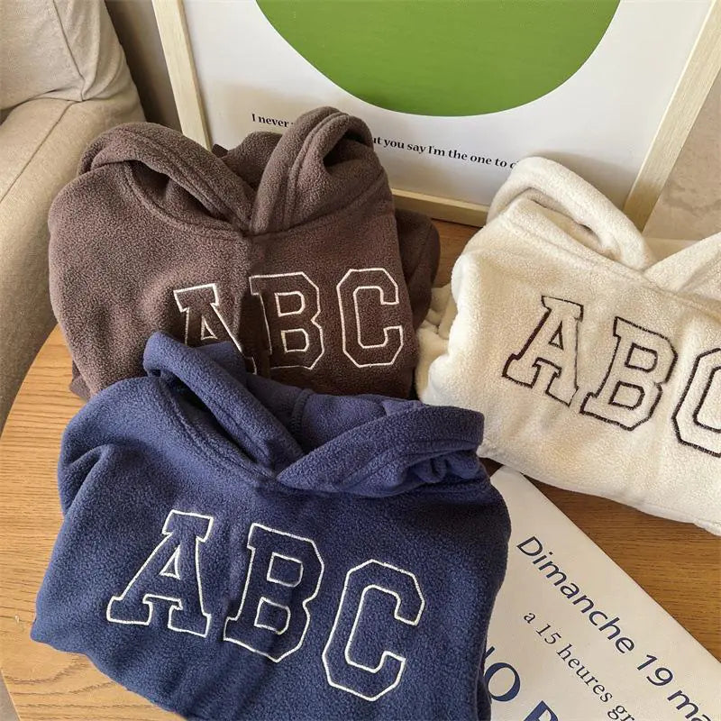 Kids' Autumn Winter Fleece Letter Sweatshirt Set Mimarta