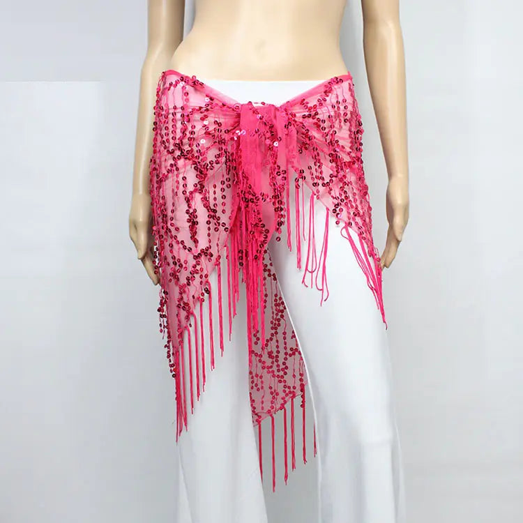 Belly Dance Sequins Triangular Waist Scarf for Performance Mimarta
