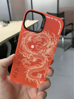 Fashion Cute Black China Dragon Phone Case with Hand Strap Rieworkes