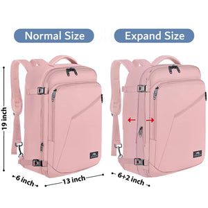 MATEIN Pink Travel Backpack for Women, Large Backpack Airline Approved, Expandable Carry on Backpacks, 35L Convertible Suitcase, Weekender Back Pack for Hiking Sport Gym, Gift for Traveler X-Large Rieworkes