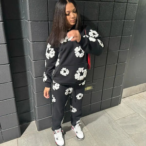 XS0021 2023 Fall Winter Floral Sweatshirt Set Mimarta