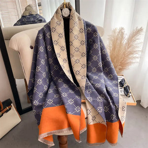 Luxury Floral Winter Poncho and Cashmere Scarf Set Mimarta