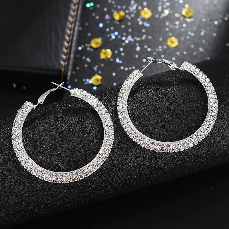 Luxury Round Crystal Hoop Earrings for Women Mimarta