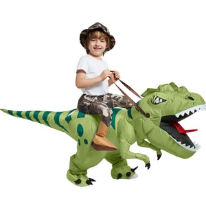 One Casa Inflatable Dinosaur Costume Riding T Rex Air Blow up Funny Fancy Dress Party Halloween Costume for Kids 2-3 Yrs Rieworkes
