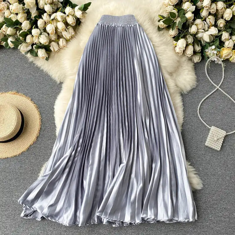 Trendy Light Luxury Pleated Mid-length Skirt Mimarta