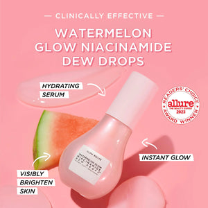 Glow Recipe Watermelon Glow Niacinamide Dew Drops Face Serum - Hydrating Hyaluronic Acid Skincare Serum, Makeup Primer & Liquid Highlighter for Dewy, Glowing Skin - Brightening Face Serums (40ml) 1.35 Fl Oz (Pack of 1) Gray Rieworkes