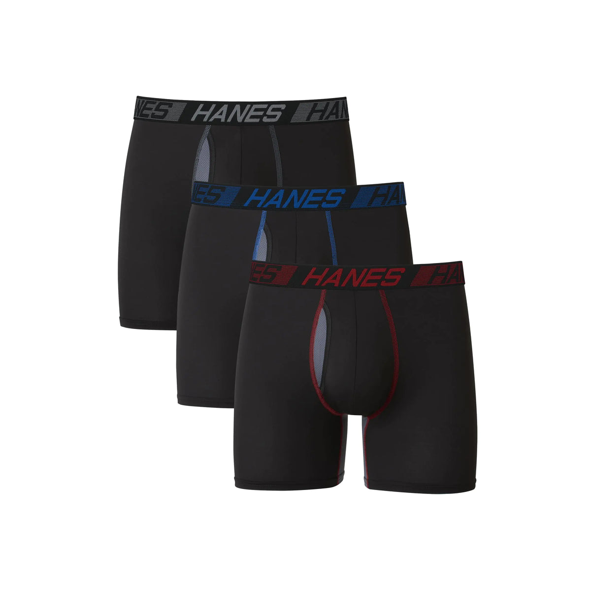 Hanes Men’s Total Support Pouch Boxer Briefs, X-Temp Cooling, Moisture-Wicking Underwear, Regular, Long-leg and Trunk, 3-Pack Regular Leg Large Regular Leg - Marled Rieworkes