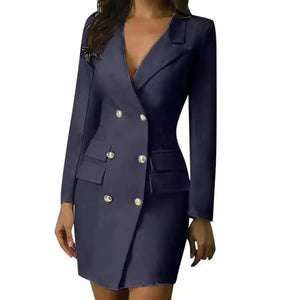 Elegant White Double-Breasted Suit Dress Rieworkes
