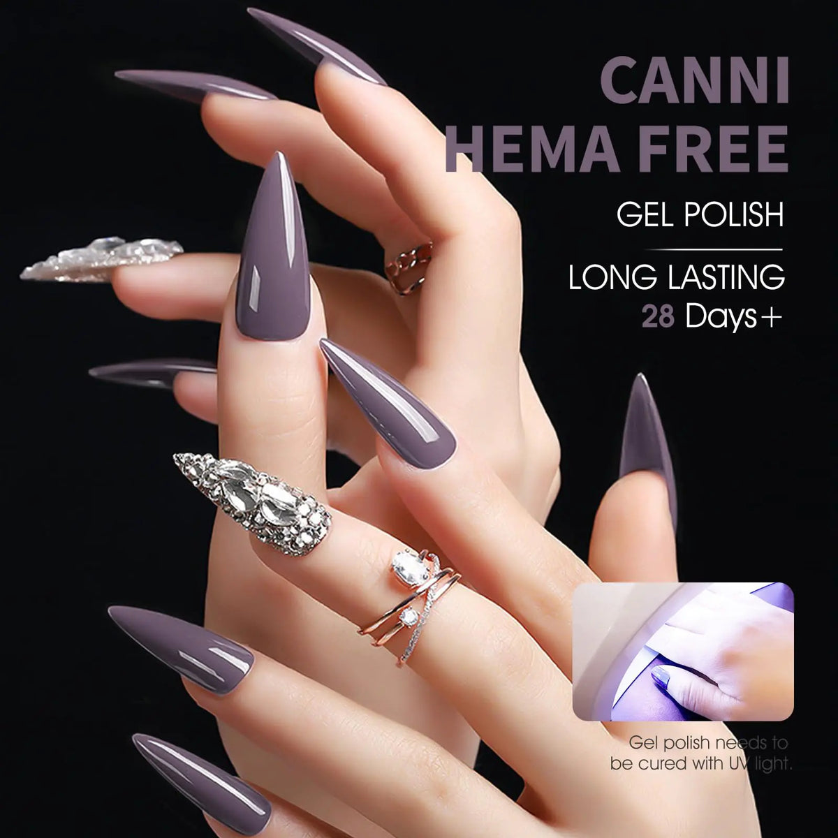 CANNI Grey Gel Nail Polish, 1Pcs Dark Grey Gel Polish Violet Brown Color Nail Polish Gel High Gloss Soak Off U V Gel Nail French Nail Manicure Salon DIY Rieworkes