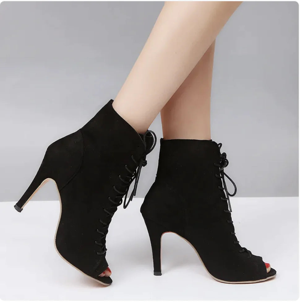 Peep-Toe Lace-Up Ankle Boots Rieworkes