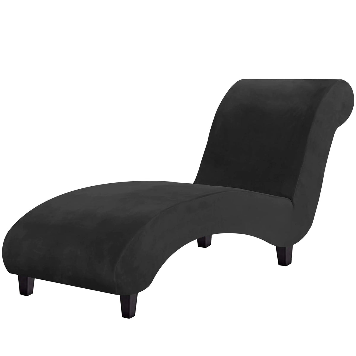 H.VERSAILTEX Chaise Lounge Cover Velvet Chaise Lounge Couch Cover High Stretch Chaise Slipcover Luxury Lounge Chair Cover for Living Room Soft Furniture Protector for Dog Machine Washable Black Rieworkes
