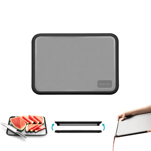 Dreamfarm Fledge Durable Double-Sided Cutting Board with Non-Slip Juice-Catching Flip-Up Silicone Edges - 10"x7" Gray Mimarta