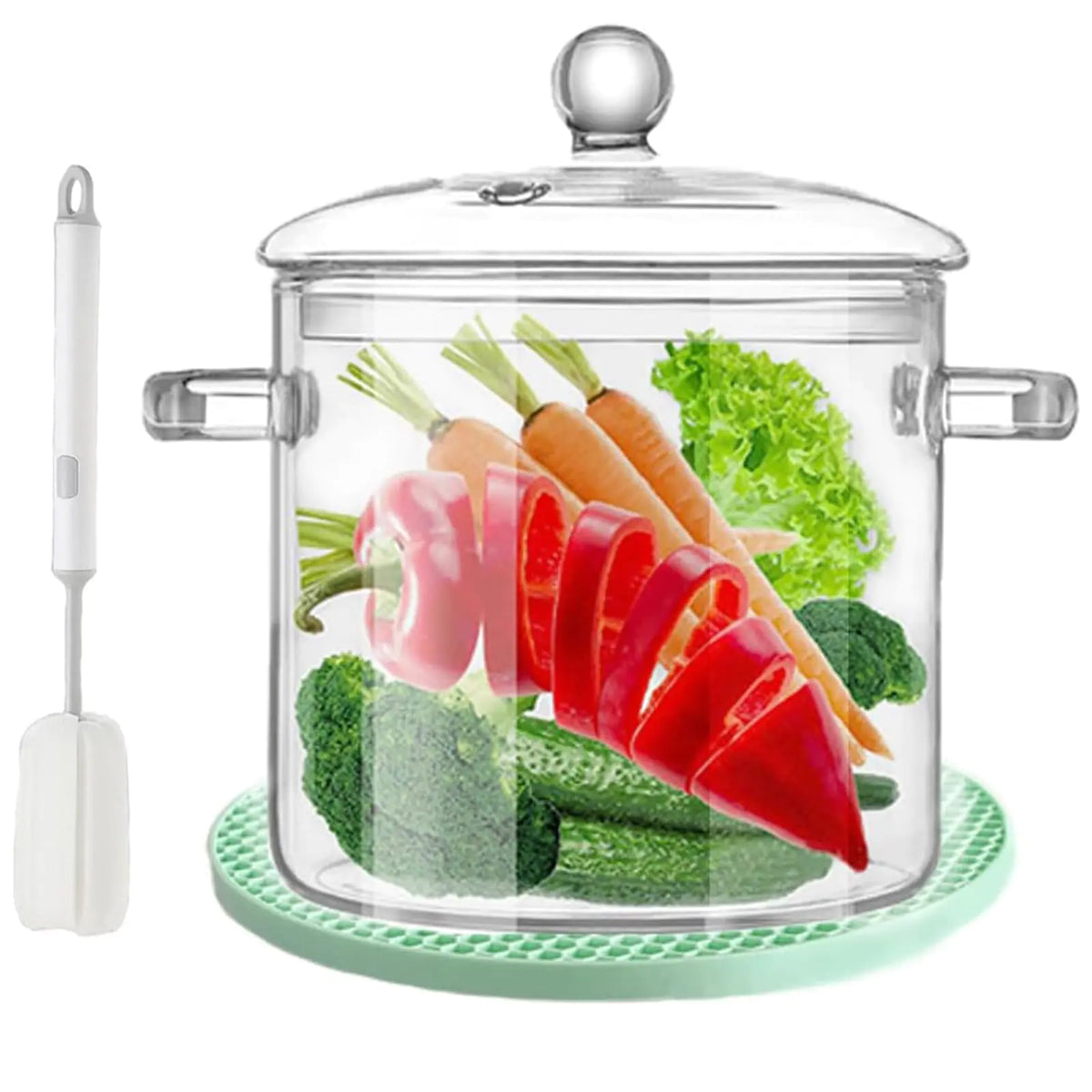 Clear Glass Simmer Pot with Lid for Cooking Potpourri Cookware Saucepan 3L 101OZ Large Pots for Stove Top Visions Stockpots Pan Big Safe Borosilicate Pans Mimarta