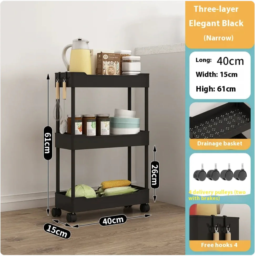 Multi-Tier Kitchen Floor Standing Storage Cart Rieworkes