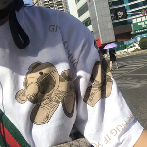 Korean Bear Cartoon Print Short-Sleeved T-Shirt Rieworkes