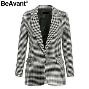 Elegant Plaid Women Blazer Rieworkes