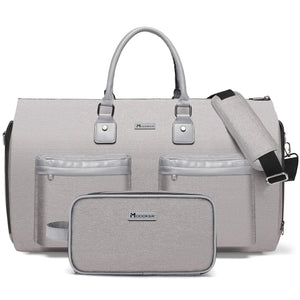 Convertible Garment Bag with Toiletry Bag, Modoker Carry on Garment Duffel Bag for Men Women - 2 in 1 Hanging Suitcase Suit Travel Bags, Light Grey Rieworkes