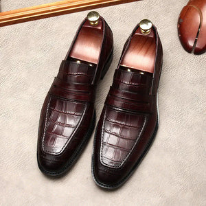 Elegant leather alligator print Loafers (Crocodile pattern) Rieworkes