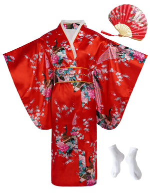 CRFASIBE Japanese Traditional Dress Kimono Robe for Kids Girls Yukata Kimono Anime Cosplay Robe Mimarta