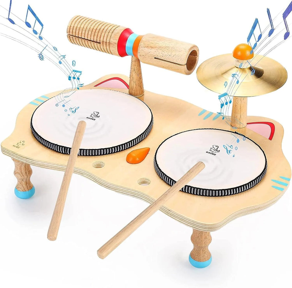 Montessori Wooden Drums Set Rieworkes