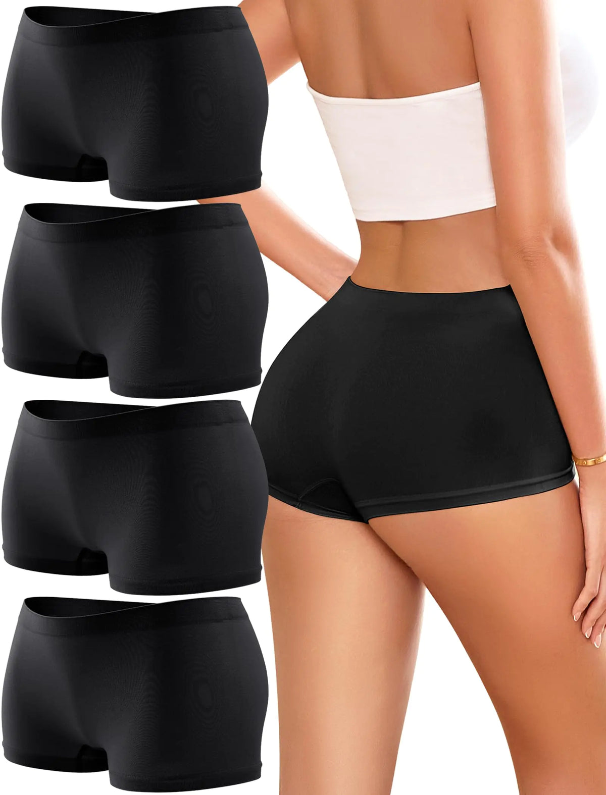 Womens Boyshorts Underwear Seamless Boxer Briefs Full Coverage Soft Stretch Boxer Shorts For Women 4 Pack C-multicolor(4 Pack) X-Large Rieworkes