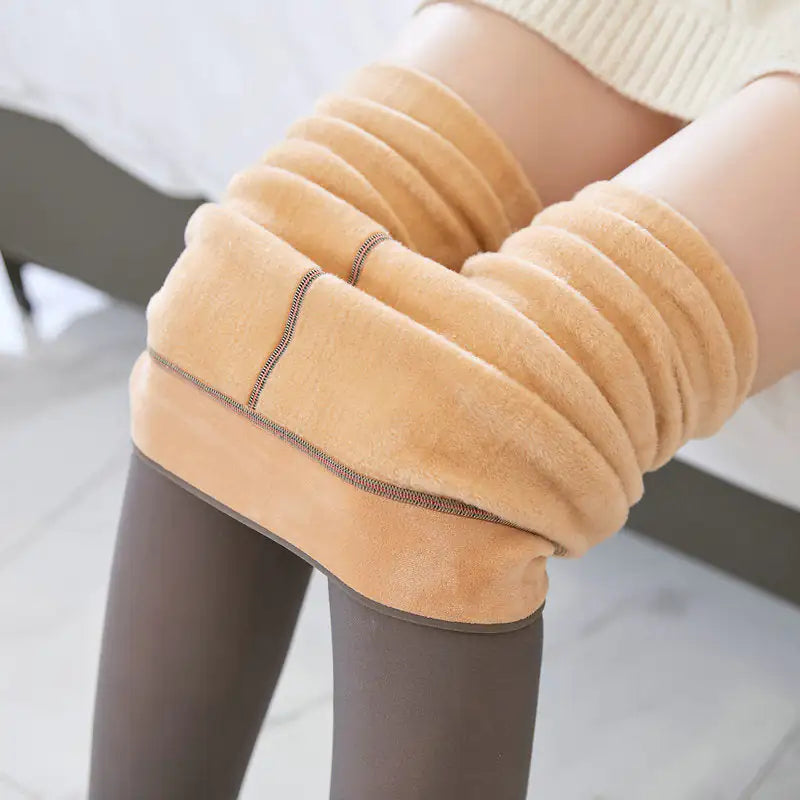 Fake Translucent Plus Size Leggings Fleece Lined Tights Fall And Winter Warm Fleece Pantyhose Women Fleece Lined Pantyhose Thermal Winter Tights Mimarta