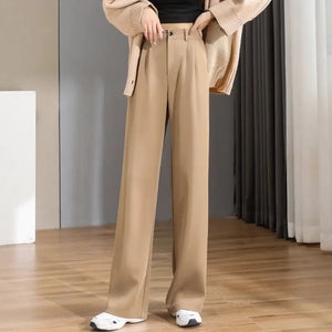 Women Chic Office Wear Straight Pants Rieworkes