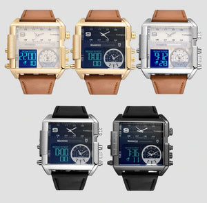 Luxury Sport Square Leather Watch Rieworkes