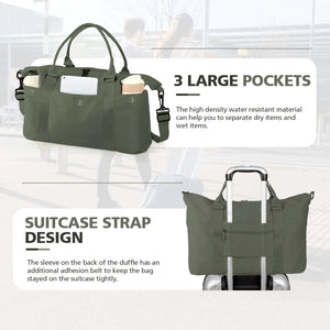 Travel Duffle Bag, Waterproof Weekender Bag Carry On Tote Bags for Women, Travel Essentials Sport Gym Bag for Men, Hospital Bag for Labor and Delivery, Overnight Bag Luggage Bag with Trolley Sleeve 06 Dark Green Rieworkes