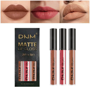 DNM Non-Stick Lip Gloss 3-Piece Set - Matte Metallic Mimarta