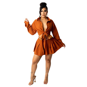 CM2153 Women's Fashion Cardigan and Pleated Skirt Set Mimarta