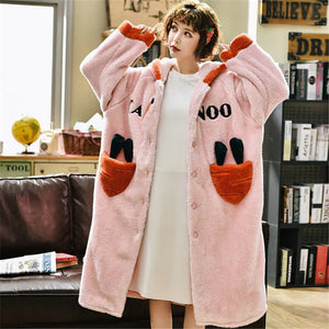 Hooded Coral Fleece Kimono Robe for Women Mimarta