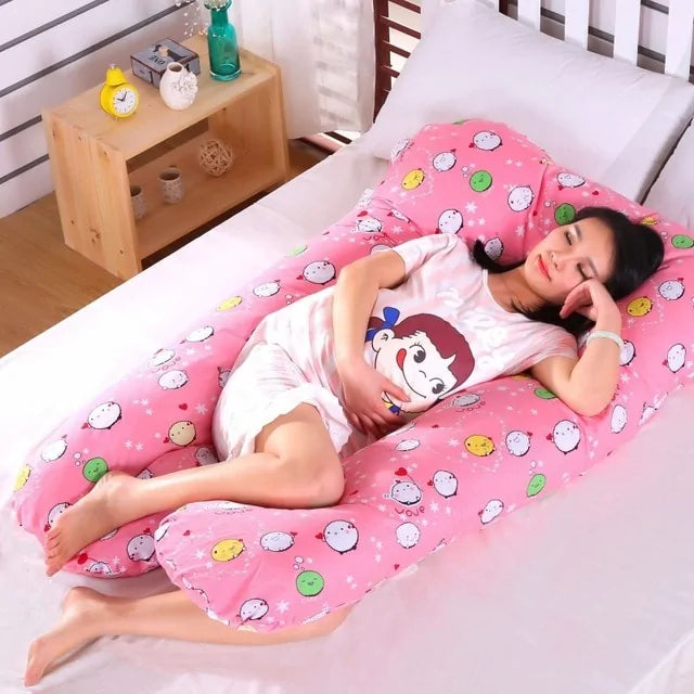 Sleeping Support Pillow For Pregnant Women Body PW12 100% Cotton Rabbit Print U Shape Maternity Pillows Pregnancy Side Sleepers Rieworkes
