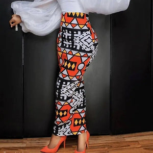 High Waist Large Size Slim Geometric Print Skirt Rieworkes