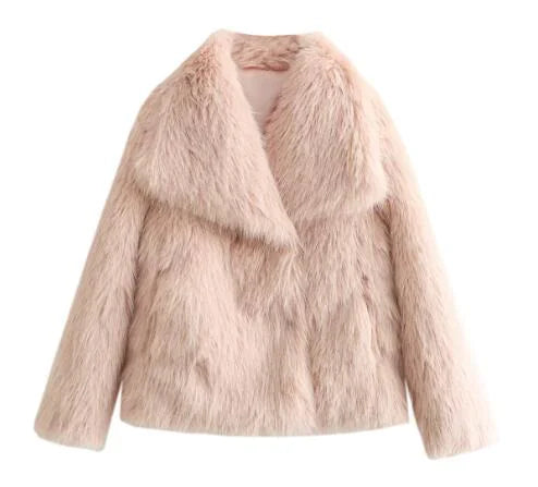 Women's Faux Fox Fur Coat: Luxe Furry Jacket for Autumn and Winter Rieworkes