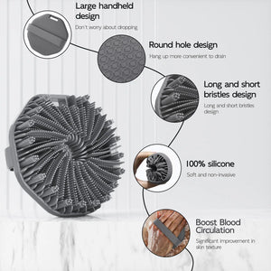 Silicone Body Scrubber, Exfoliating Body Wash Scrubbers Exfoliator, Shower Body Brush for Effective Showering Exfoliation and Gentle Massage (Gray) Gray Rieworkes