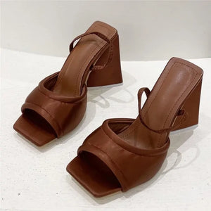 Slides Mules Summer Silk Thick Block Heels Rieworkes