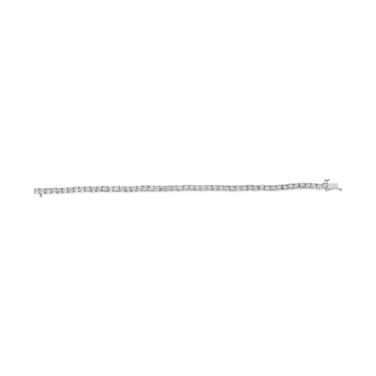 .925 Sterling Silver Lab Grown Diamond Illusion-Set Miracle Plate Tennis Bracelet - 7.25" Inches Rieworkes