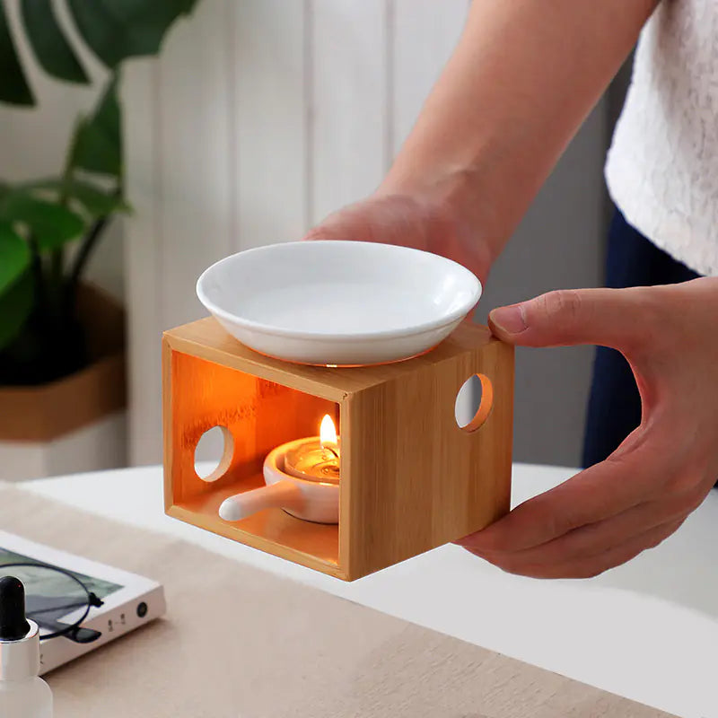 Bamboo Aroma Diffuser and Candle Holder for Home Mimarta